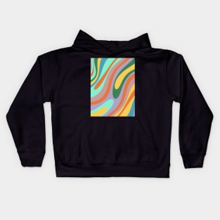 Wavy Loops Retro Abstract Pattern Lavender Green Yellow Orange Mint Kids Hoodie